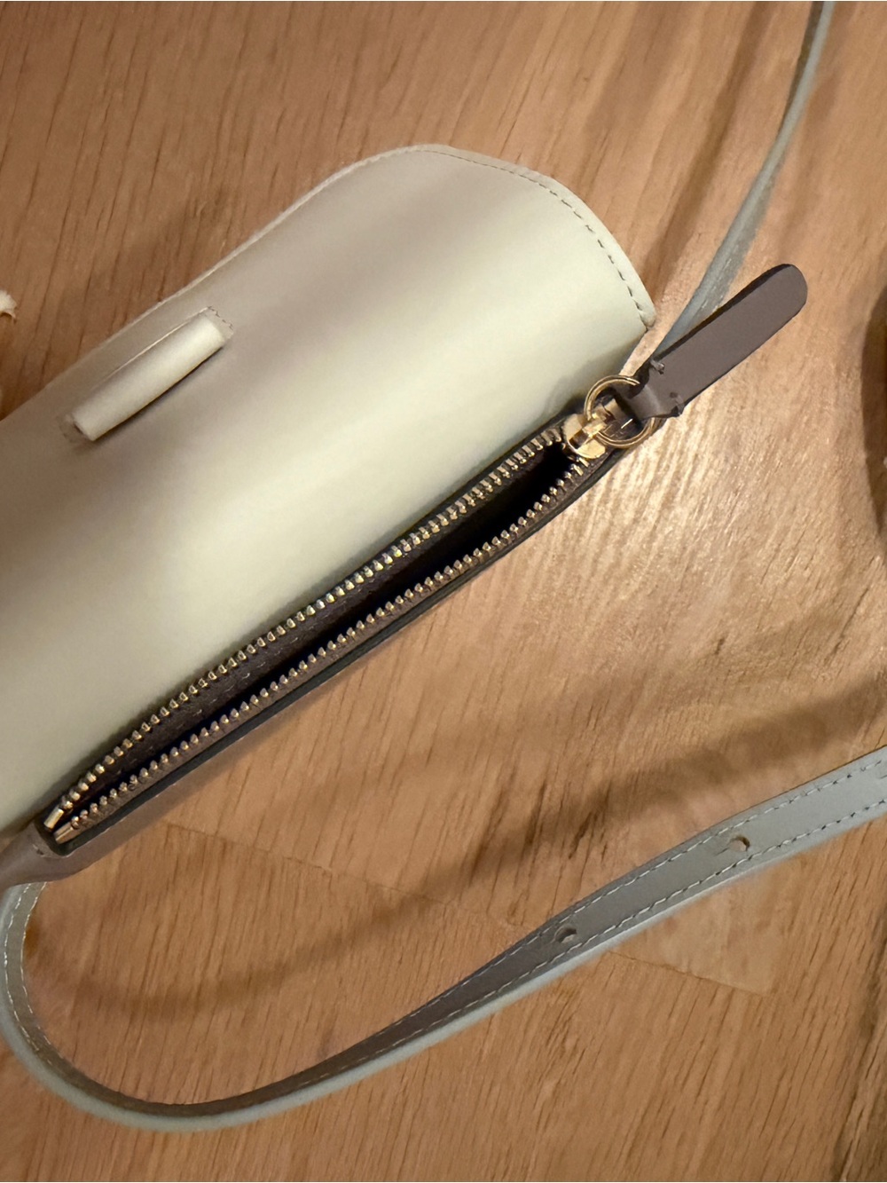 Wandler Light Blue and White Mini Saddle Crossbody - Picture 7 of 7
